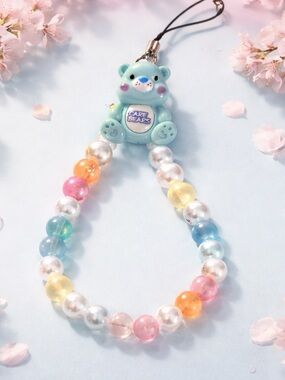 Care Bears Pastel Blue Bear Charm Strap with Multicolor Beads